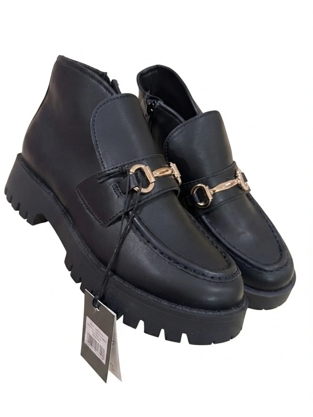 Madden NYC Women's Faux Suede Lug Sole Loafer Booties Black NWT